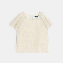 بلوزة مضلعة باللون البيج...